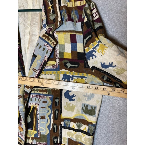 Vintage Danielle B Blazer Cotton Flax Womens Large Made in USA Safari Animal - Picture 3 of 11